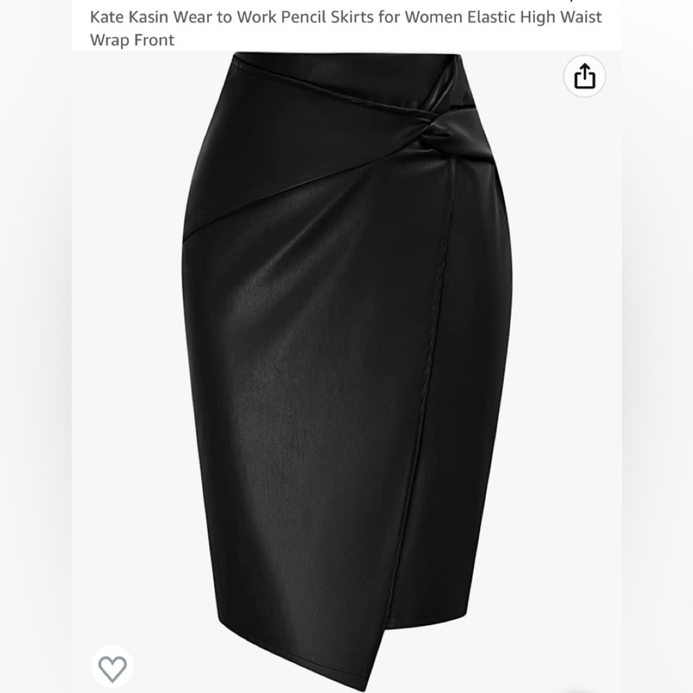 Black faux leather pencil skirt